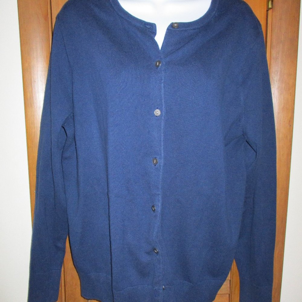 Lands End cardigan, Large, Blue